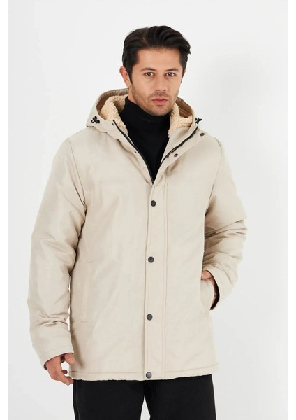 İçi Kürklü Su ve Rüzgar Geçirmez Cepli Kapüşonlu Erkek Mont fiyatları