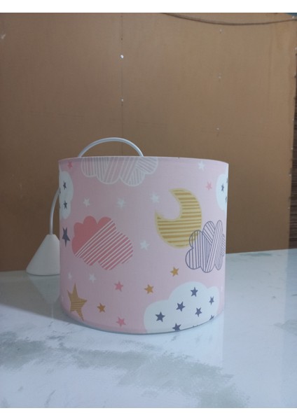 Pembe Bulutlu M-340 Kumaş Kaplama Çocuk Odası Genç ve Bebek Odası Avize Aydınlatma fiyatları