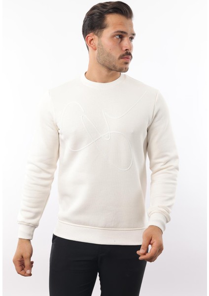 3 Iplik Şardonlu Bisiklet Yaka Sweatshirt – Pamuk Viskon Regular Fit Rugatchi Exclusive