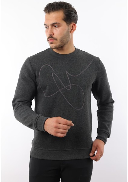 3 Iplik Şardonlu Bisiklet Yaka Sweatshirt – Pamuk Viskon Regular Fit Rugatchi Exclusive