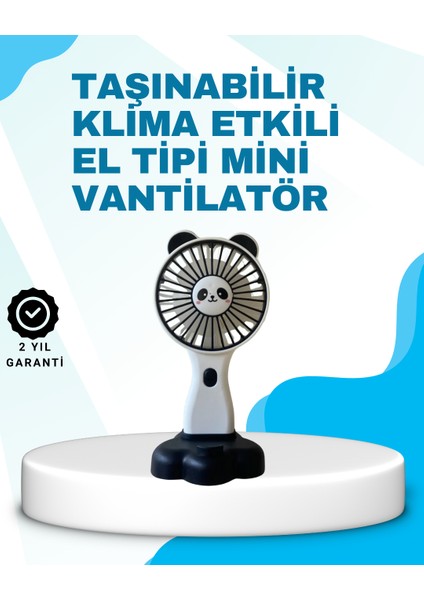Panda Desenli USB Şarjlı Taşınabilir Mini Vantilatör - EMY7882-3665