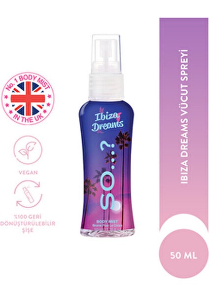 İbiza Dreams Vücut Spreyi Tatlı Elma ve Ahududu Notalarıyla 50 ml Vegan Ürün modelleri