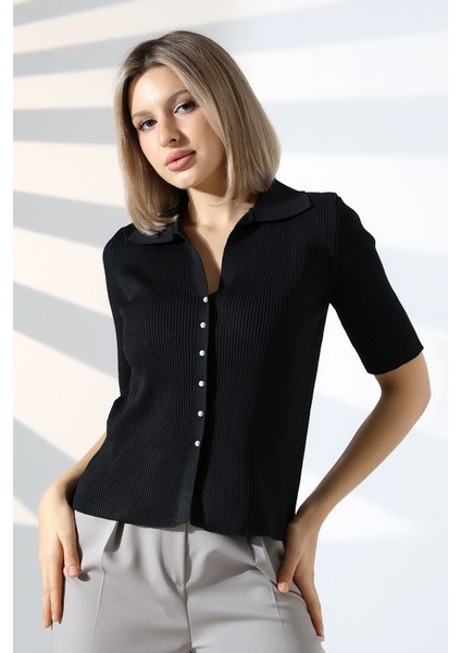 Inci Düğmeli Kısa Kol Zara Model Bluz