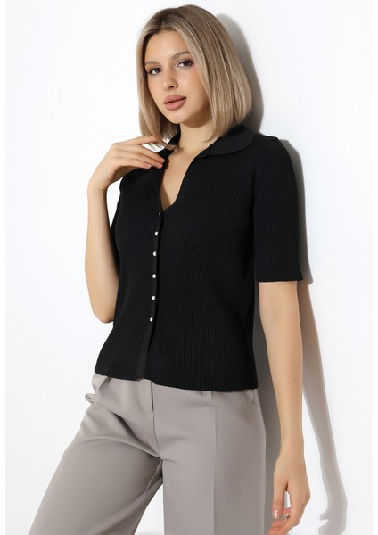 Inci Düğmeli Kısa Kol Zara Model Bluz modelleri