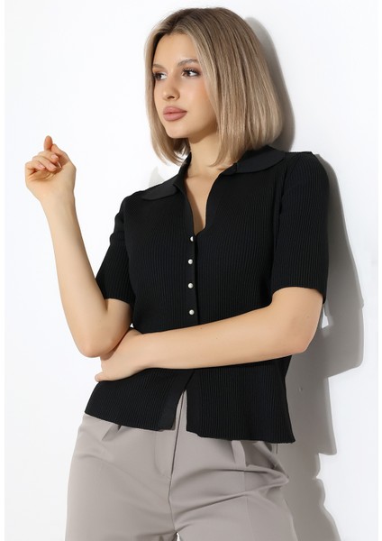 Inci Düğmeli Kısa Kol Zara Model Bluz