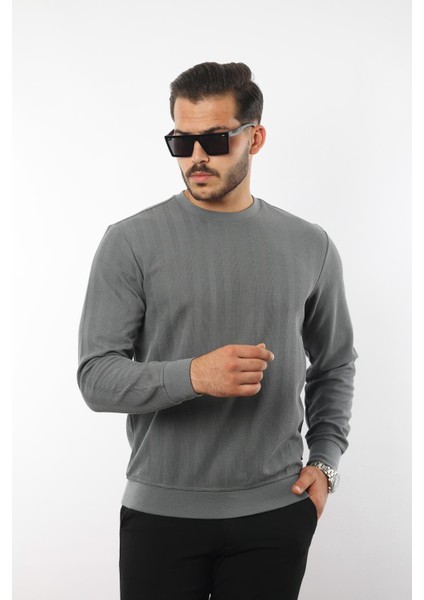 Jakarlı Sweatshirt – %70 Pamuk %30 Viskoz Bisiklet Yaka