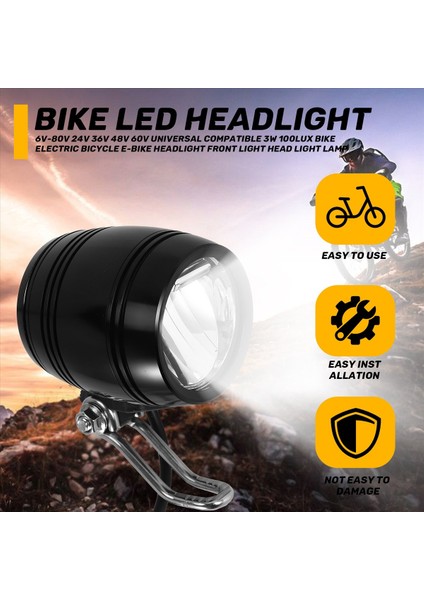 Evrensel Uyumlu 3W 100LUX Bisiklet Elektrikli Bisiklet E-Bisiklet Farı (Yurt Dışından) fırsatları