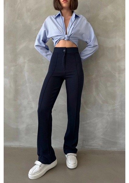 Önü Cumalı Ithal Krep Pantolon