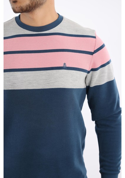 Panolu Selanik Dokuma Bisiklet Yaka Sweatshirt – Pamuk Viskon Regular Fit