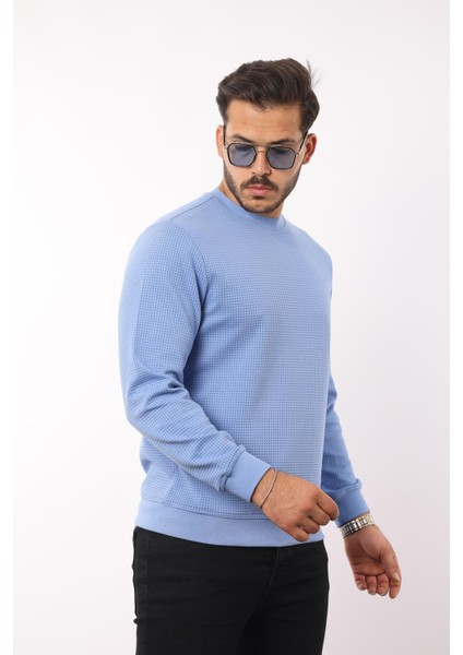 Waffle Dokulu Bisiklet Yaka Sweatshirt – Pamuk Viskon Regular Fit Rugatchi Exclusive fiyatları