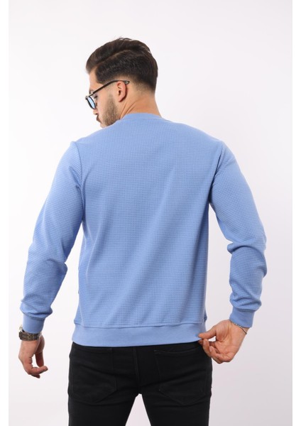 Waffle Dokulu Bisiklet Yaka Sweatshirt – Pamuk Viskon Regular Fit Rugatchi Exclusive fırsatları