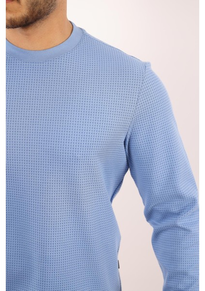 Waffle Dokulu Bisiklet Yaka Sweatshirt – Pamuk Viskon Regular Fit Rugatchi Exclusive indirimleri