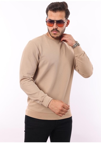 Waffle Dokuma Bisiklet Yaka Sweatshirt – Pamuk Viskon Regular Fit Rugatchi Exclusive fiyatları