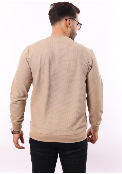 Waffle Dokuma Bisiklet Yaka Sweatshirt – Pamuk Viskon Regular Fit Rugatchi Exclusive fırsatları