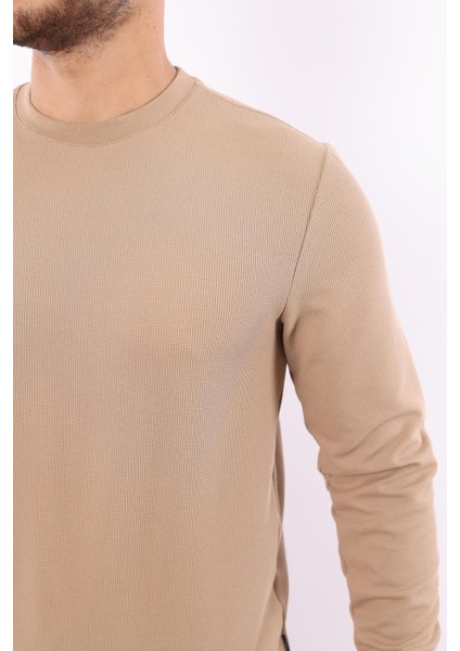 Waffle Dokuma Bisiklet Yaka Sweatshirt – Pamuk Viskon Regular Fit Rugatchi Exclusive indirimleri