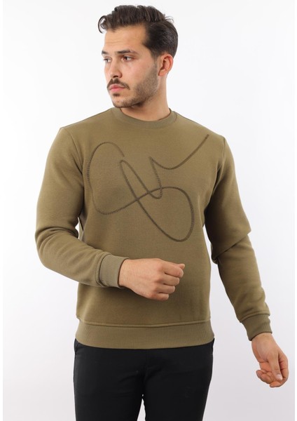 3 Iplik Şardonlu Bisiklet Yaka Sweatshirt – Pamuk Viskon Regular Fit Rugatchi Exclusive
