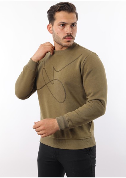 3 Iplik Şardonlu Bisiklet Yaka Sweatshirt – Pamuk Viskon Regular Fit Rugatchi Exclusive fiyatları