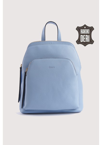 Hakiki Deri Kadın Sırt Çantası Açık Mavi SMR9209