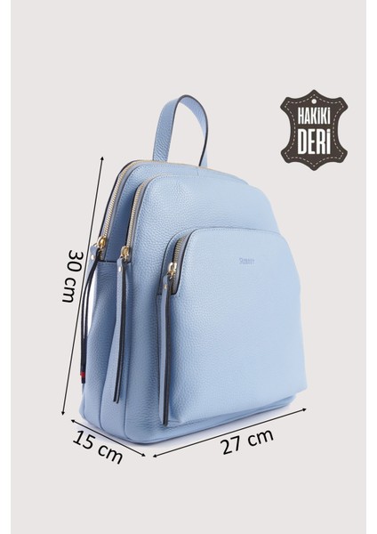 Hakiki Deri Kadın Sırt Çantası Açık Mavi SMR9209 fiyatları