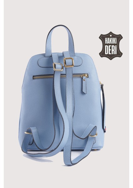 Hakiki Deri Kadın Sırt Çantası Açık Mavi SMR9209 modelleri