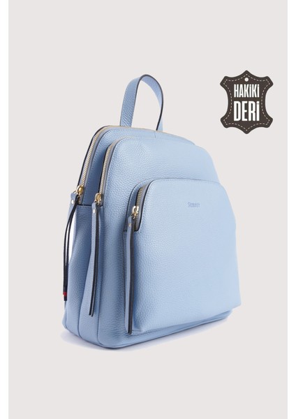 Hakiki Deri Kadın Sırt Çantası Açık Mavi SMR9209 indirimleri