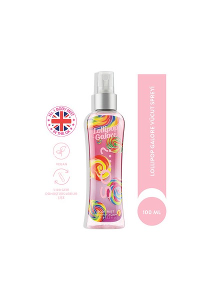 Lollipop Galore Vücut Spreyi Meyveli ve Romantik Koku 100 ml İngiltere Menşeli