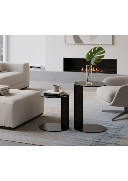 Pastel Minimalist Metal 2li Yan Sehpa | Modern Dekoratif Salon & Ofis Dekorasyonu fiyatları