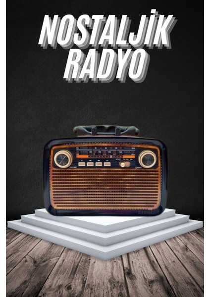 Eskitme Nostalji Tasarımlı Bluetoothlu Nostalji Radyo Ahşap Nostaljik Görünüml - EMY9519-7762