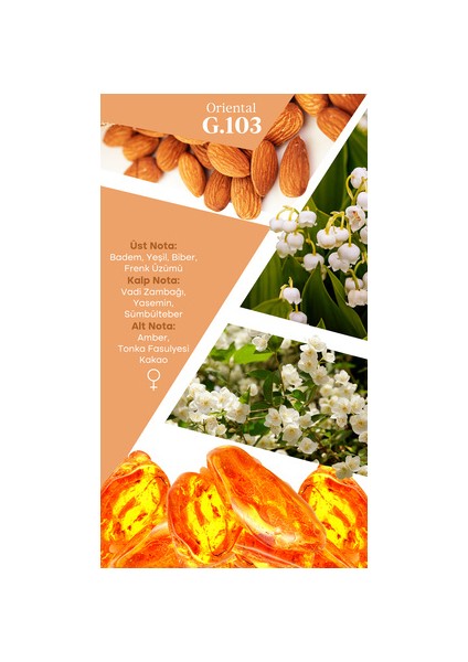 G103 Kadın Parfüm Mist Badem ve Amber Notalarıyla 200 ml Zarif Koku modelleri