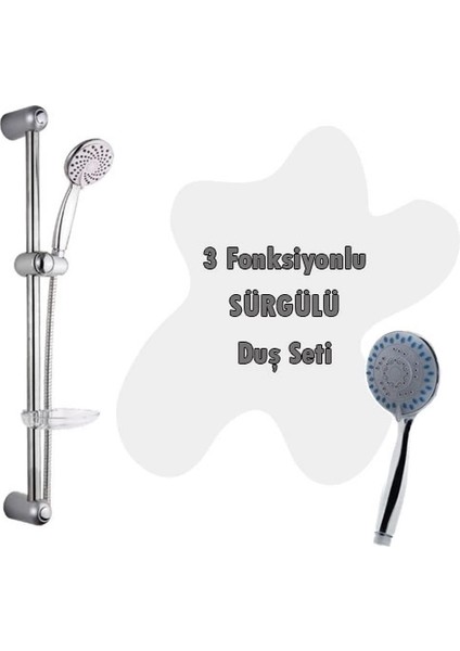 3 Fonksiyonlu Sürgülü Duş Seti 5 Parça Özel Set modelleri