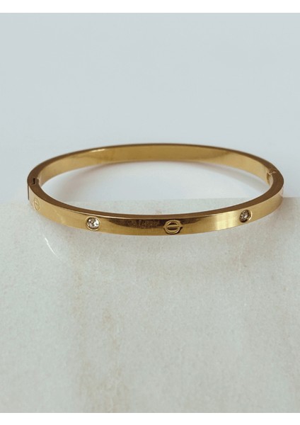 Taşlı Miniboy Gold Kelepçe