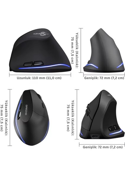 Zelotes F35 Dikey Kablosuz Mouse Ergonomik Şarjlı 2.4g 1000/1600/2400 Dpı 6 Tuş indirimleri