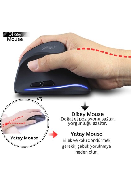 Zelotes F35 Dikey Kablosuz Mouse Ergonomik Şarjlı 2.4g 1000/1600/2400 Dpı 6 Tuş