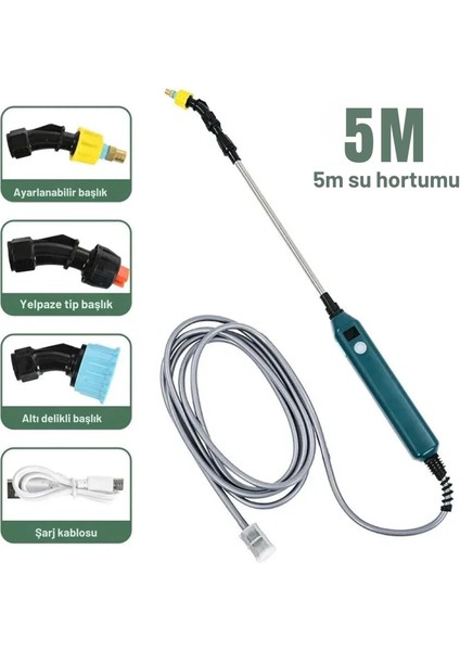 2400 Mah Şarjlı Sulama Tabancası3 Başlık Teleskopik Çubuk 5 M Emiş Hortumu Type-C fiyatları
