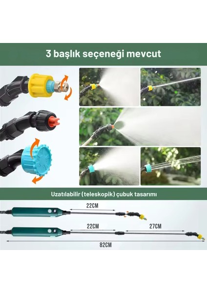 2400 Mah Şarjlı Sulama Tabancası3 Başlık Teleskopik Çubuk 5 M Emiş Hortumu Type-C indirimleri