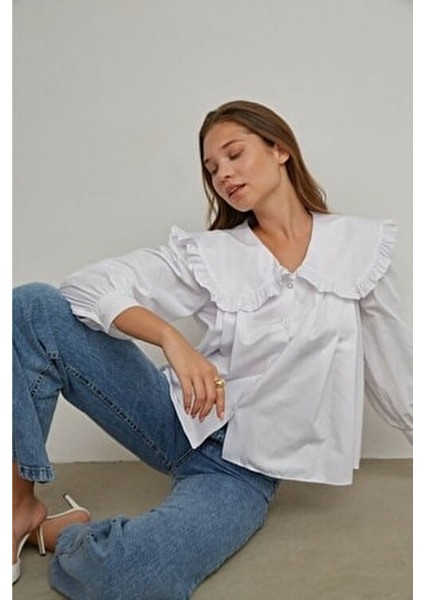 Wolf 90's Mavi Likralı Süper Yüksek Bel Kadın Palazzo Pantolon Pamuk Elastan Denim