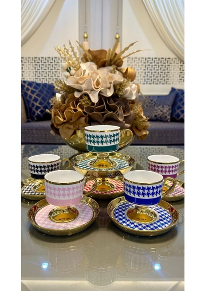 Porselen Ayaklı Renkli Kahve Fincan Takımı fırsatları