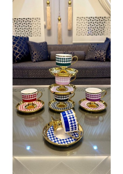 Porselen Ayaklı Renkli Kahve Fincan Takımı indirimleri