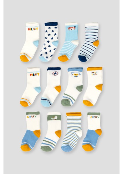 12 Çift Mevsimlik Pamuklu Erkek Çocuk ve Bebek Soket Çorap