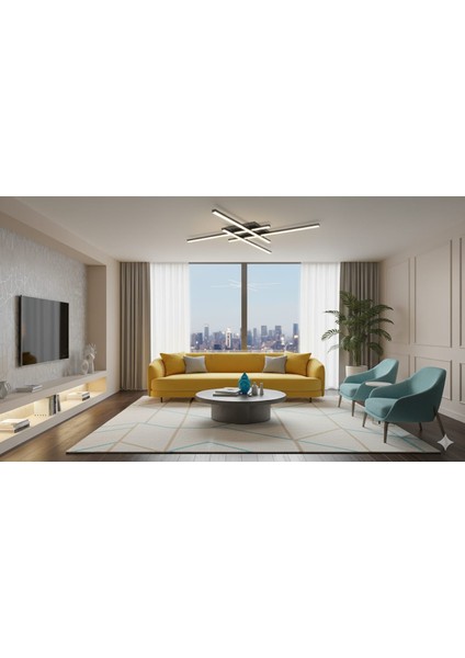 Hashtag Dekoratif Plafonyer Aplik 70CMX70CM Siyah 4000K