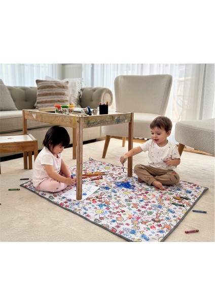 Ebat: 145x180cm, Family, Su Geçirmez, Mama Sandalyesi Altı Yer Örtüsü, Çok Amaçlı