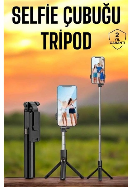 Selfie Çubuğu Tripod Kumandalı Telefon Tutucu Siyah - EMY7623-8881 fiyatları