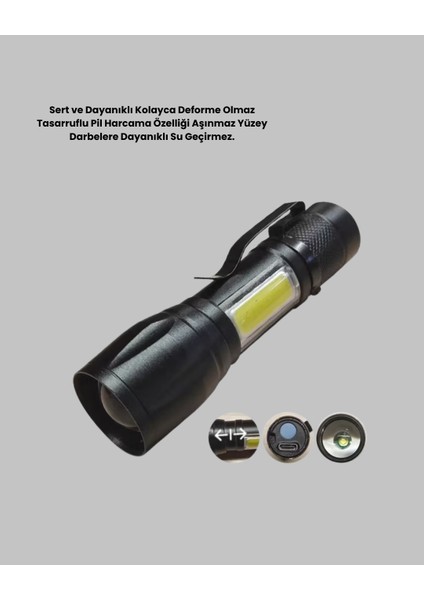 4 Mod Şarjlı Işıldak | Ultra Güçlü Cree LED | Su Geçirmez Alüminyum Gövde - EMY8952-1662 modelleri