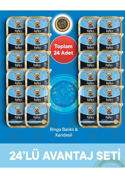 Plus Pate Ringa Balıklı ve Msc Karidesli Mini ve Küçük Irklar Için Yetişkin Köpek Maması – 24 × 85 G