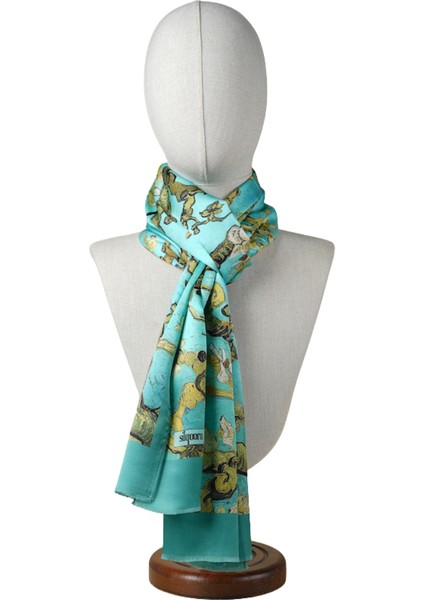 %100 Ipek Şal Fular (45X165 Cm) - Vincent Van Gogh (Badem Ağacı Su Yeşili) fiyatları