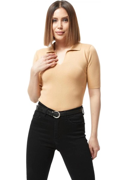 Gömlek Yaka Yazlık Triko Bluz