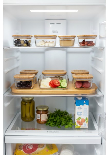 Enzo 13 Parça Bambu Vakum Kapaklı Cam Kahvaltı Seti modelleri