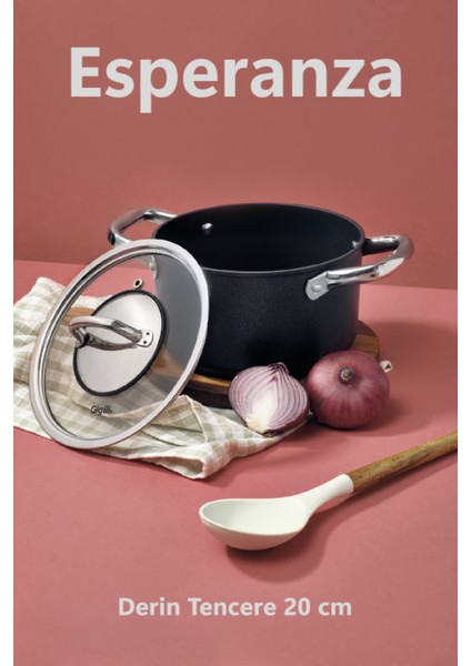 Esperanza 20 cm Derin Tencere Siyah
