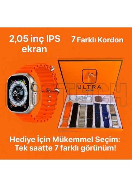 7 Kordon Hediyeli Akıllı Saat Çelik + Hasır + Silikon Yedek Kordon Seti Her Kombine Uygun Değiştirilebilir Tasarım