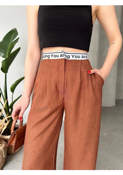 Flamlı Kahve Pantolon